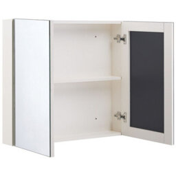Wyld And Coco Brightnest White Plywood Mirror Cabinet 80 X 70 Cm - Wall-Mounted Two-Door With Shelves - thumbnail 5