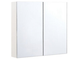 Wyld And Coco Brightnest White Plywood Mirror Cabinet 80 X 70 Cm - Wall-Mounted Two-Door With Shelves - thumbnail 3