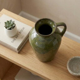 Garden Greatness Botanical Tall Olive Glaze Handle Vase - thumbnail 2
