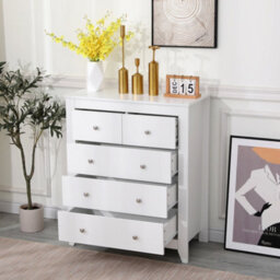 Furniturehmd White 5 Drawers Chest Bedroom Storage Unit Floor Standing Storage Unit Large Cabinet - thumbnail 3