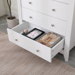 Furniturehmd White 5 Drawers Chest Bedroom Storage Unit Floor Standing Storage Unit Large Cabinet - thumbnail 4