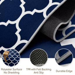 Ameha Extra Large Printed Rugs Non Slip Living Room Bedroom Indoor Outdoor Ava Navy Carpets 200 X 290 Cm Luxury Soft Area Rug - thumbnail 8