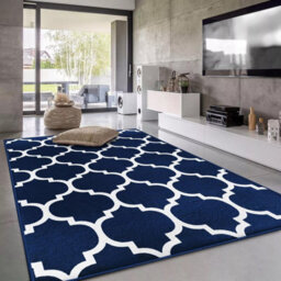 Ameha Extra Large Printed Rugs Non Slip Living Room Bedroom Indoor Outdoor Ava Navy Carpets 200 X 290 Cm Luxury Soft Area Rug - thumbnail 3