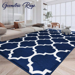 Ameha Extra Large Printed Rugs Non Slip Living Room Bedroom Indoor Outdoor Ava Navy Carpets 200 X 290 Cm Luxury Soft Area Rug