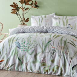 Paoletti Aaliyah Botanical 100% Cotton Duvet Cover Set, Super King, White - thumbnail 2