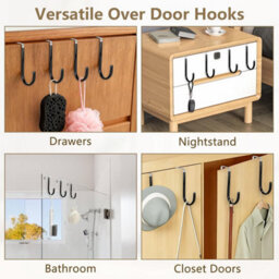 4 Door Hooks, Over-The-Door Coat Rack, Standard Drawer, Cupboard, Wardrobe, Kitchen - thumbnail 5