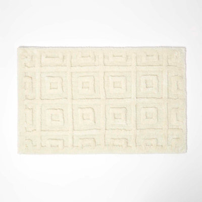 Homescapes Tufted Tile Bath Mat Cream Cotton Blend 50 X 80 Cm - image 1