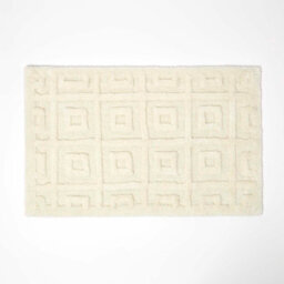 Homescapes Tufted Tile Bath Mat Cream Cotton Blend 50 X 80 Cm