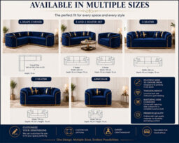 Stratus Interiors Ambassador Sofa Chesterfield Toronto Gold Trim Plush Velvet - Frill Design - Armchair Sofa For Living Room - Blue - thumbnail 3