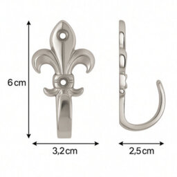 Sisi UK Fleur De Lis Chrome Curtain Tieback Hooks Decorative Wall Hooks For Curtains Hats Coats Robes Clothes Accessories Pack Of 2 - thumbnail 3