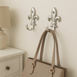 Sisi UK Fleur De Lis Chrome Curtain Tieback Hooks Decorative Wall Hooks For Curtains Hats Coats Robes Clothes Accessories Pack Of 2 - thumbnail 5