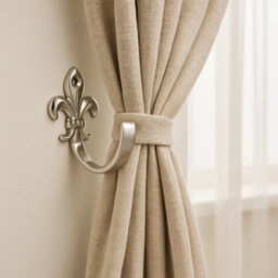 Sisi UK Fleur De Lis Chrome Curtain Tieback Hooks Decorative Wall Hooks For Curtains Hats Coats Robes Clothes Accessories Pack Of 2 - thumbnail 8
