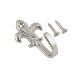Sisi UK Fleur De Lis Chrome Curtain Tieback Hooks Decorative Wall Hooks For Curtains Hats Coats Robes Clothes Accessories Pack Of 2 - thumbnail 9