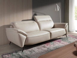 Angel Cerda Elegant 3-Seater Sofa In Taupe Leather For Modern Homes - thumbnail 5