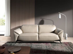Angel Cerda Elegant 3-Seater Sofa In Taupe Leather For Modern Homes - thumbnail 2