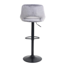 Set Of Two Neo Grey Crushed Velvet Bar Stools With Matt Black Legs - thumbnail 4