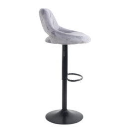 Set Of Two Neo Grey Crushed Velvet Bar Stools With Matt Black Legs - thumbnail 5