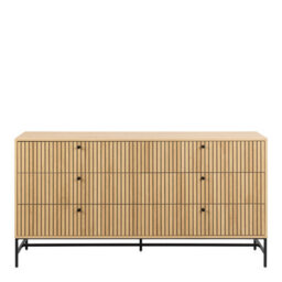 Furniture To Go Albany Wide Chest Of 6 Drawers In Oak/black Legs - thumbnail 2