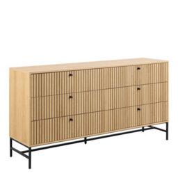 Furniture To Go Albany Wide Chest Of 6 Drawers In Oak/black Legs - thumbnail 1