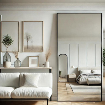 Jōbū Jobu Home - Takara, Full Length Leaner Black Metal Rectangle Mirror - 180Cm X 90Cm - image 1