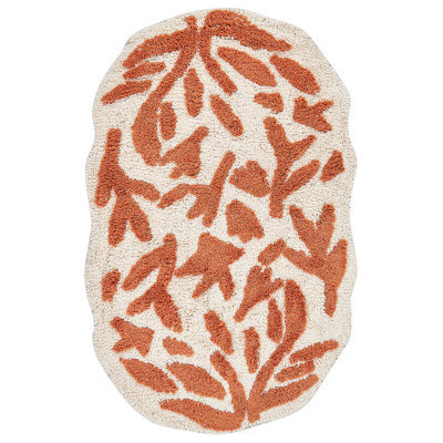 Beliani Cotton Bath Mat 60 X 90 Cm Orange Derik - image 1