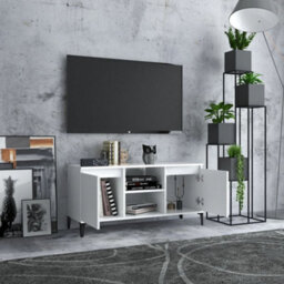 Berkfield Tv Cabinet With Metal Legs White 103.5X35X50 Cm - thumbnail 3