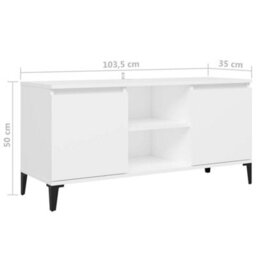 Berkfield Tv Cabinet With Metal Legs White 103.5X35X50 Cm - thumbnail 8