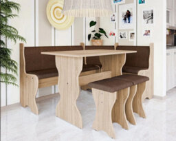 Thomas Kitchen Corner Dining Set With Upholstered Bench, Table And 2 Stools, Space-Saving Compact Furniture In White - thumbnail 8