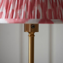 Luminosa Lighting Luminosa Burley Rechargeable Brushed Aged Brass Plate Floor Lamp With Coral Pink Fabric Ikat Shade 25Cm Integrated Led - thumbnail 4