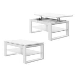 Heze Furniture Nuo Lift Top Coffee Table Contemporary Style - White Matt - thumbnail 4