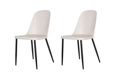 Core Products Aspen Pair Of Calico Cream Plastic Duo Dining Chairs - Wraparound Seat With Black Metal Legs - image 1