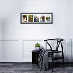 AK Frames 26X8 Dark Grey Classic Multi Photo Frame With White Mount - Holds 5 Apertures (5X) 6X4 Photos - thumbnail 3