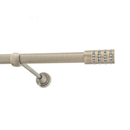 Toolty Antique Brass Metal Curtain Pole 19mm With Finials Rod Classic Brackets Roseti 230Cm
