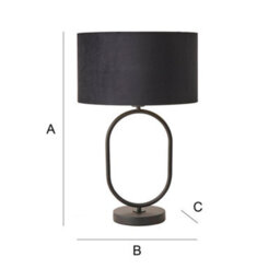 Valuelights Antonia Black Velvet And Gold Drum Lamp Shade Matte Black Oval Table Lamp - thumbnail 6