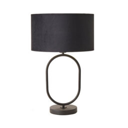 Valuelights Antonia Black Velvet And Gold Drum Lamp Shade Matte Black Oval Table Lamp - thumbnail 7