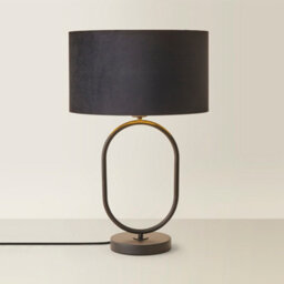 Valuelights Antonia Black Velvet And Gold Drum Lamp Shade Matte Black Oval Table Lamp