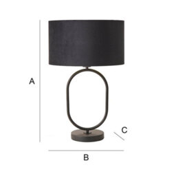 Valuelights Antonia Black Velvet And Gold Drum Lamp Shade Matte Black Oval Table Lamp - thumbnail 8