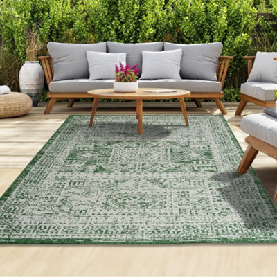Homeart Outdoor Indoor Rug, Easy Clean, Uv Weather Resistant Rug For Patio, Gardenvintage Green, Cream,120X170Cm - image 1