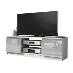 Tv Unit 120Cm Modern White With High Gloss Grey Doors - Creative Furniture - thumbnail 2