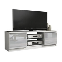 Tv Unit 120Cm Modern White With High Gloss Grey Doors - Creative Furniture - thumbnail 5