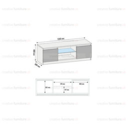 Tv Unit 120Cm Modern White With High Gloss Grey Doors - Creative Furniture - thumbnail 6