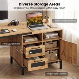 Gainoom 71-Inch Executive Desk Large Wooden Computer Table Farmhouse Style Workstation Business Furniture - thumbnail 5