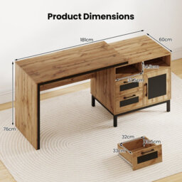 Gainoom 71-Inch Executive Desk Large Wooden Computer Table Farmhouse Style Workstation Business Furniture - thumbnail 2