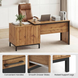 Gainoom 71-Inch Executive Desk Large Wooden Computer Table Farmhouse Style Workstation Business Furniture - thumbnail 7