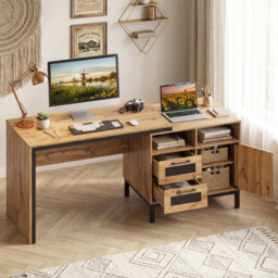 Gainoom 71-Inch Executive Desk Large Wooden Computer Table Farmhouse Style Workstation Business Furniture - thumbnail 3
