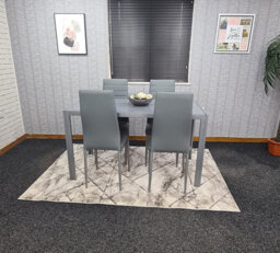 Dining Table And Chairs Set 4 Dining Set For 4 Grey Table With 4 Grey Leather Chairs Furniture Kosy Koala