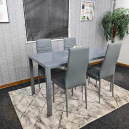 Dining Table And Chairs Set 4 Dining Set For 4 Grey Table With 4 Grey Leather Chairs Furniture Kosy Koala - thumbnail 5