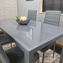 Dining Table And Chairs Set 4 Dining Set For 4 Grey Table With 4 Grey Leather Chairs Furniture Kosy Koala - thumbnail 6