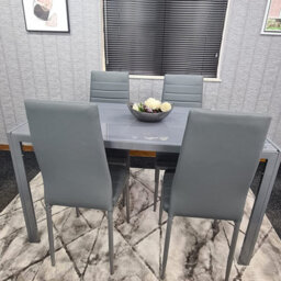 Dining Table And Chairs Set 4 Dining Set For 4 Grey Table With 4 Grey Leather Chairs Furniture Kosy Koala - thumbnail 3