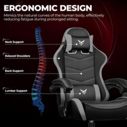 Gtplayer Gaming Chair, Heavy Duty Computer Chairs With Linkage Armrest And Lumbar Support, Ergonomic Office Chair, Grey - thumbnail 3